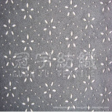 100% Polyester Suede Punched Fabric with Flower Pattern